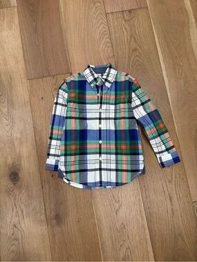 Gymboree Plaid Button-Down Shirt in Blue, Green & Coral